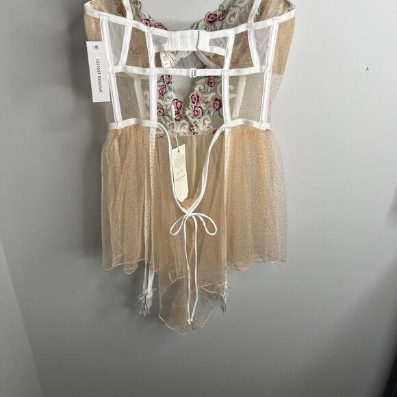 For Love and Lemons Women's Size 32DD Lingerie Siena Romper Floral Sheer - Picture 9 of 12